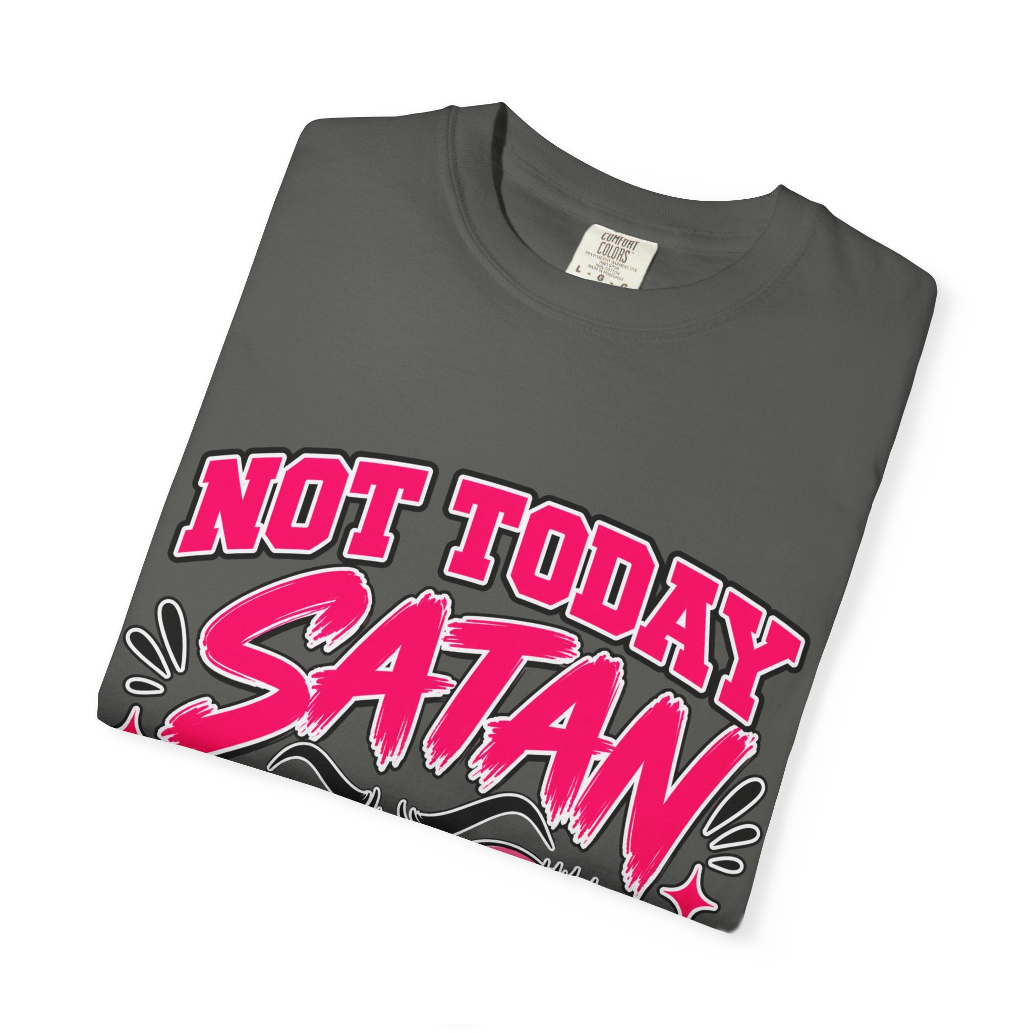 Not Today Satan T-Shirt — Too Blessed Graphic Tee (Pink & Black)