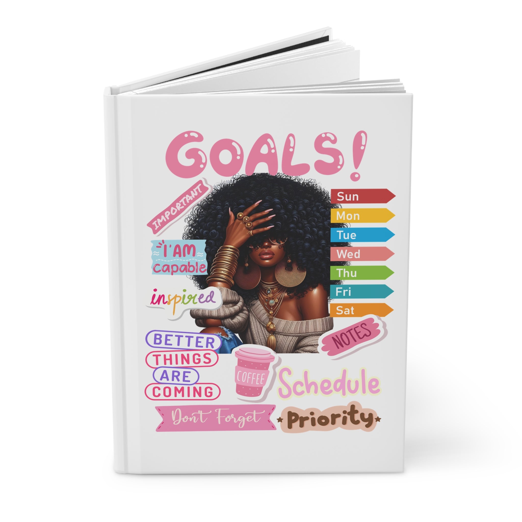 Empowering Hardcover Journal – Goals & Grl Power, Inspirational Gift, Motivational Notebook, Daily Planner, Affirmation Journal