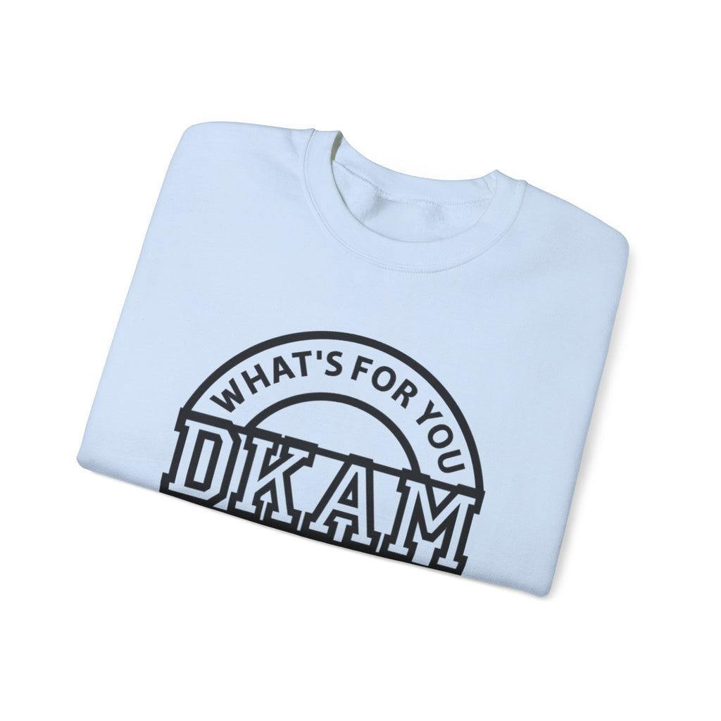 DKAM Logo Crewneck Sweatshirt — "What's For You Shall See Your Face" Graphic