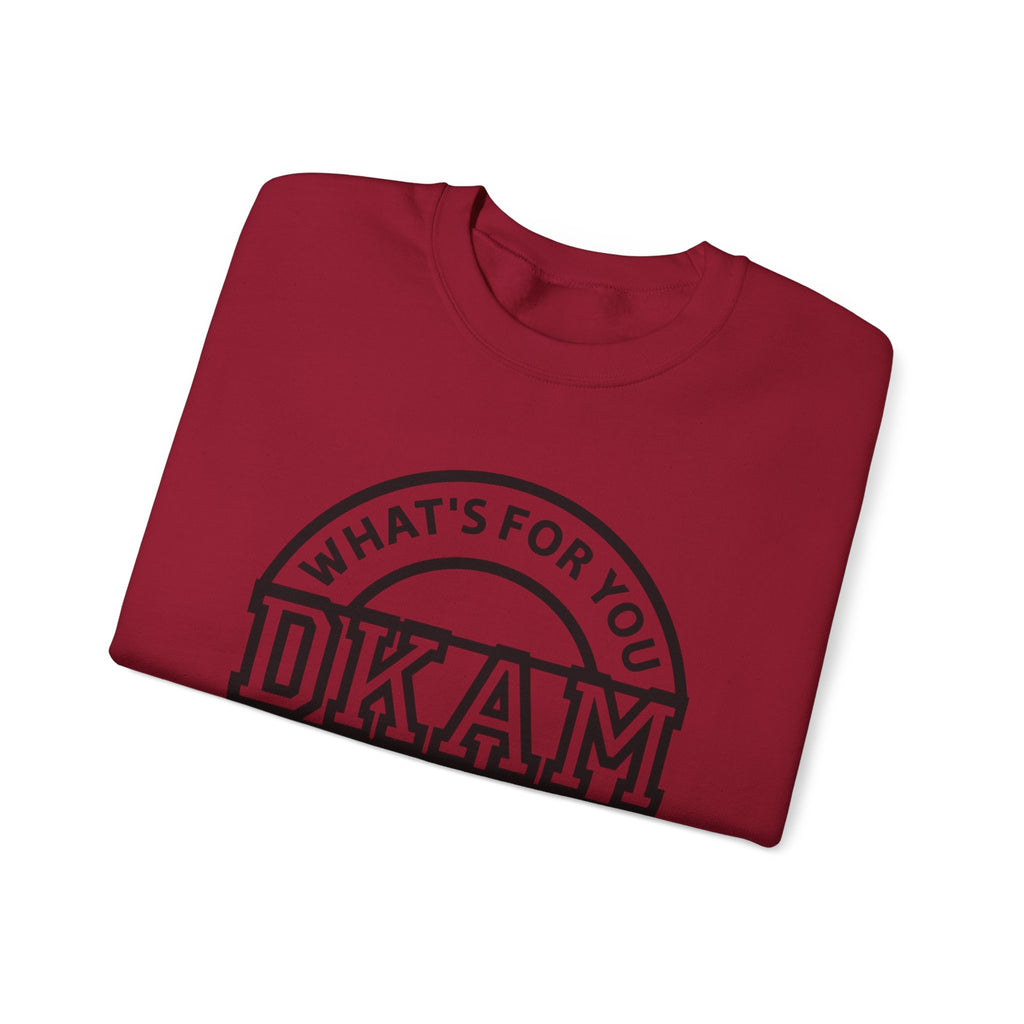 DKAM Logo Crewneck Sweatshirt — "What's For You Shall See Your Face" Graphic