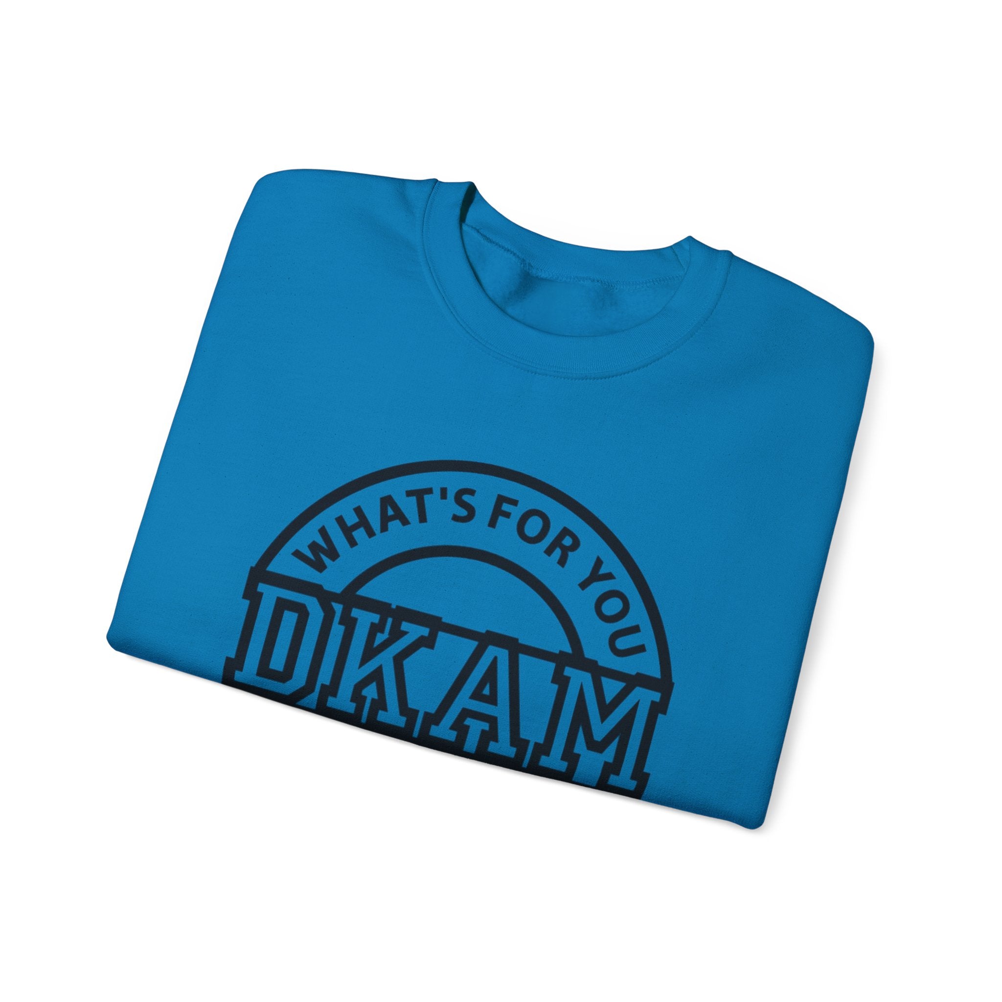 DKAM Logo Crewneck Sweatshirt — "What's For You Shall See Your Face" Graphic