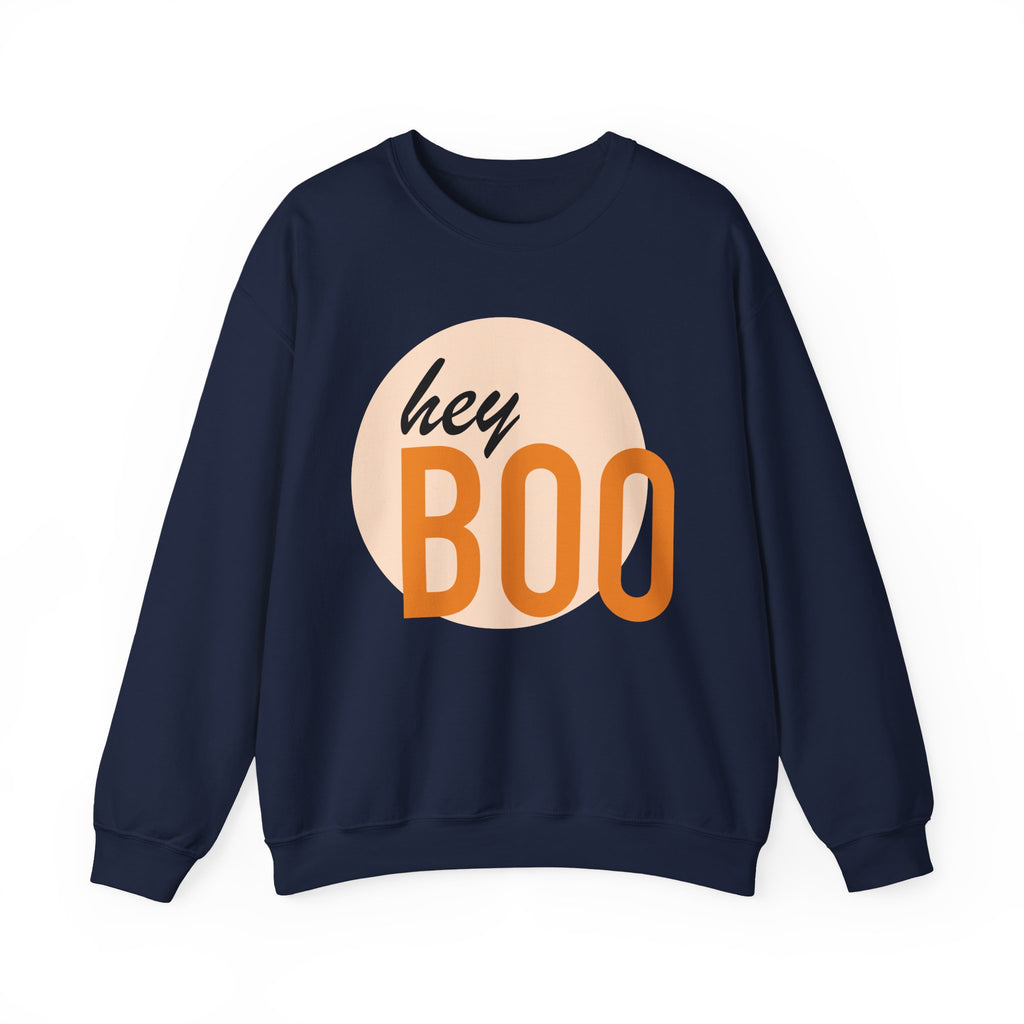 Hey Boo Unisex Crewneck Sweatshirt - Perfect for Fall & Halloween