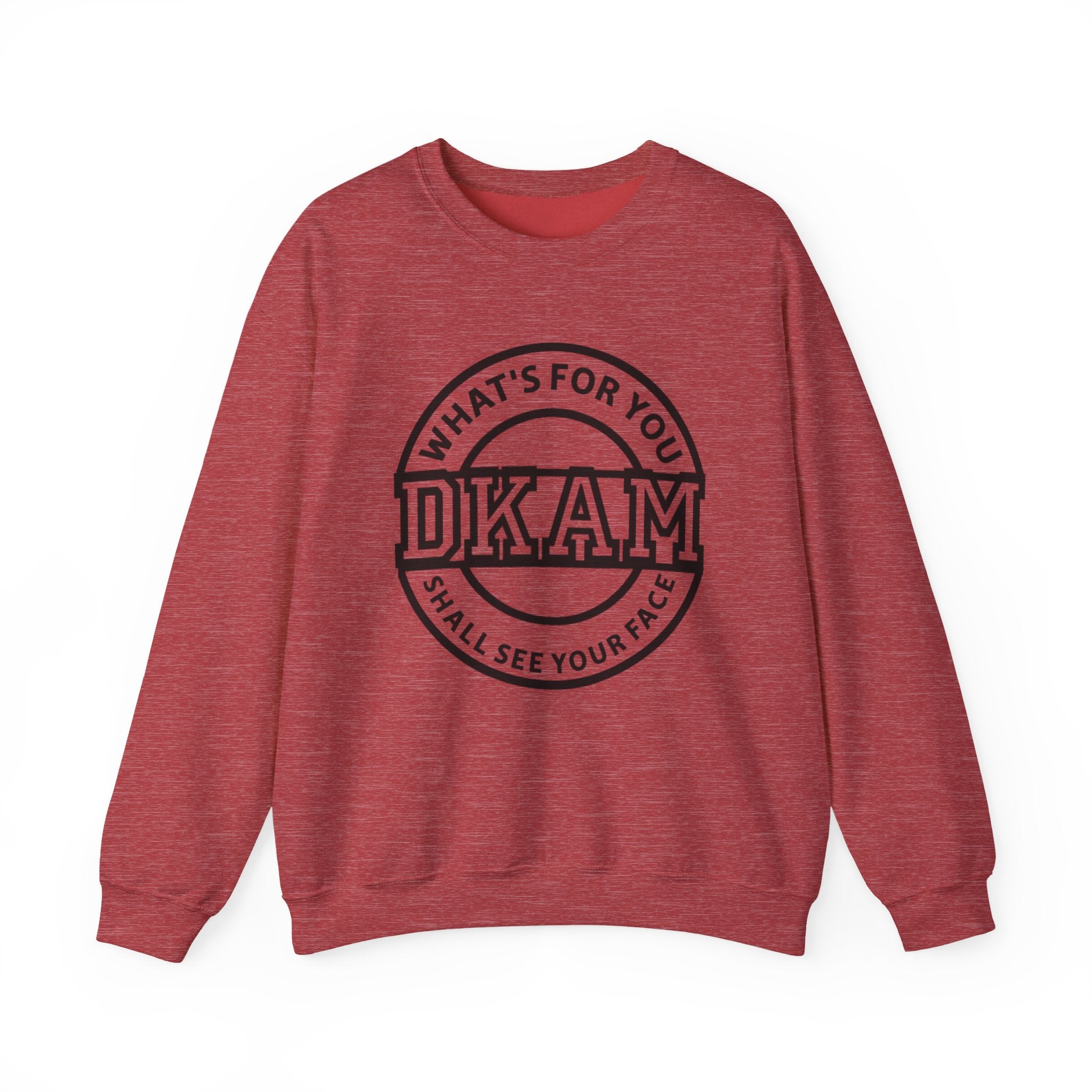 DKAM Logo Crewneck Sweatshirt — "What's For You Shall See Your Face" Graphic