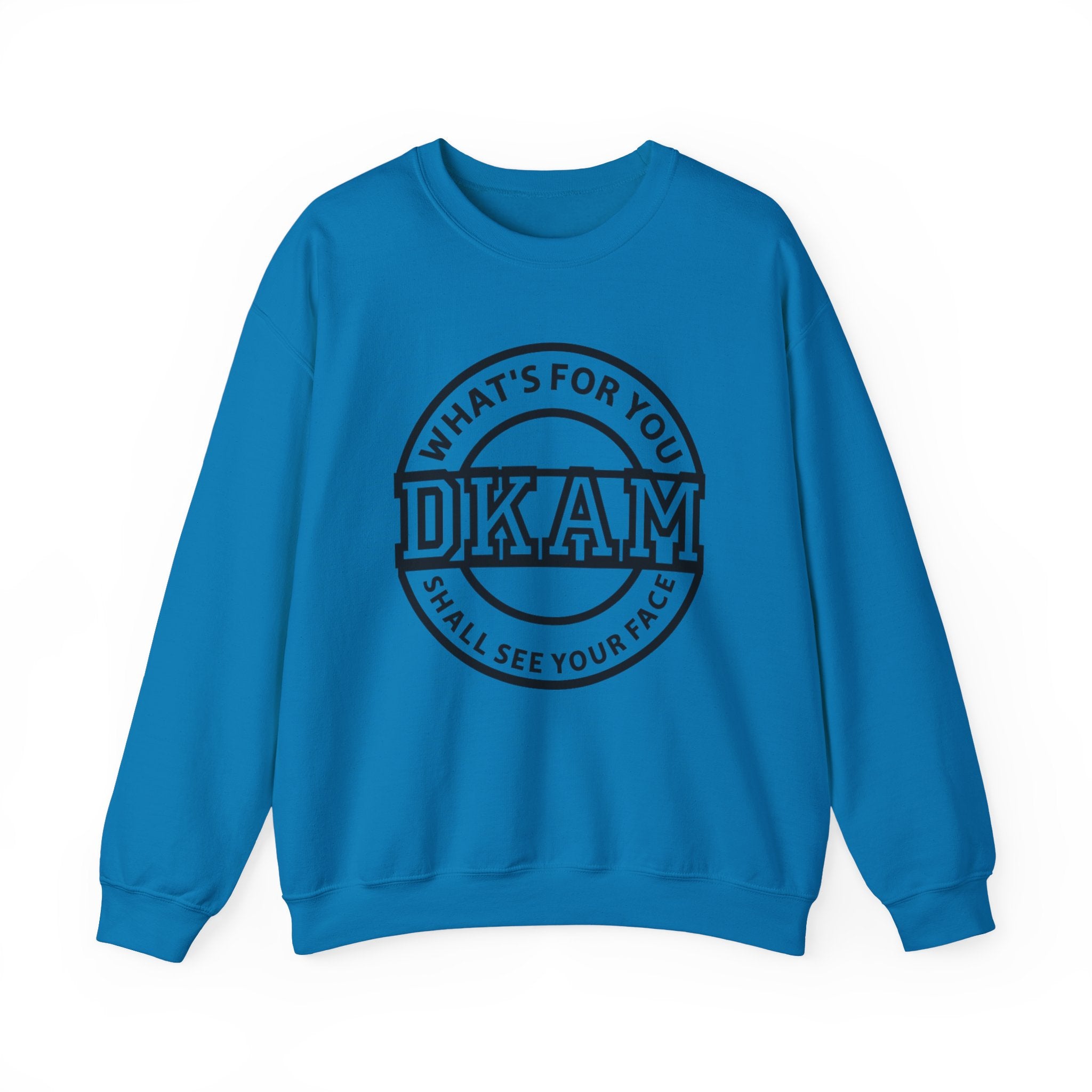 DKAM Logo Crewneck Sweatshirt — "What's For You Shall See Your Face" Graphic