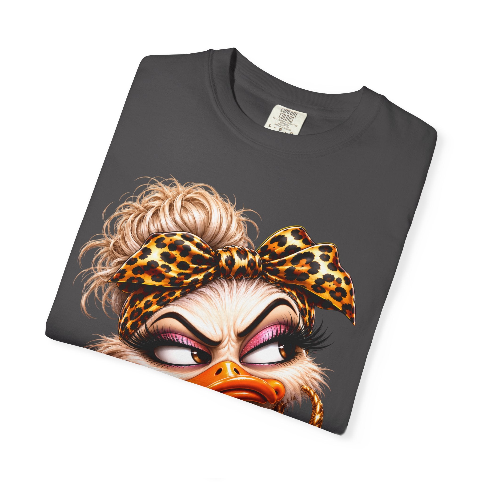 Seriously? Duck Graphic T-Shirt — Sassy Retro Cartoon Tee with Leopard Bandana
