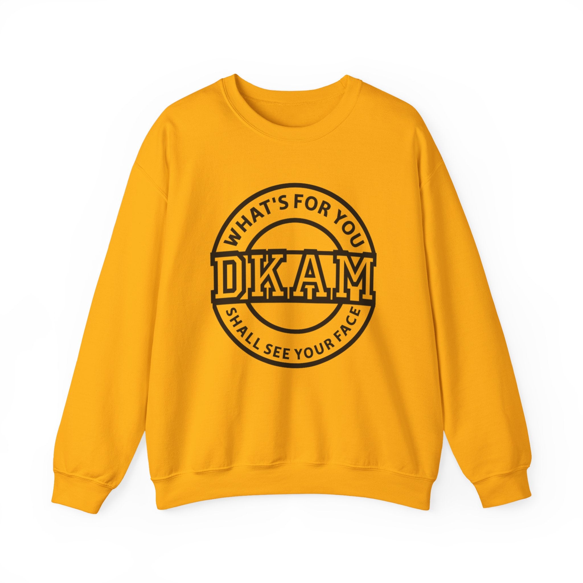 DKAM Logo Crewneck Sweatshirt — "What's For You Shall See Your Face" Graphic
