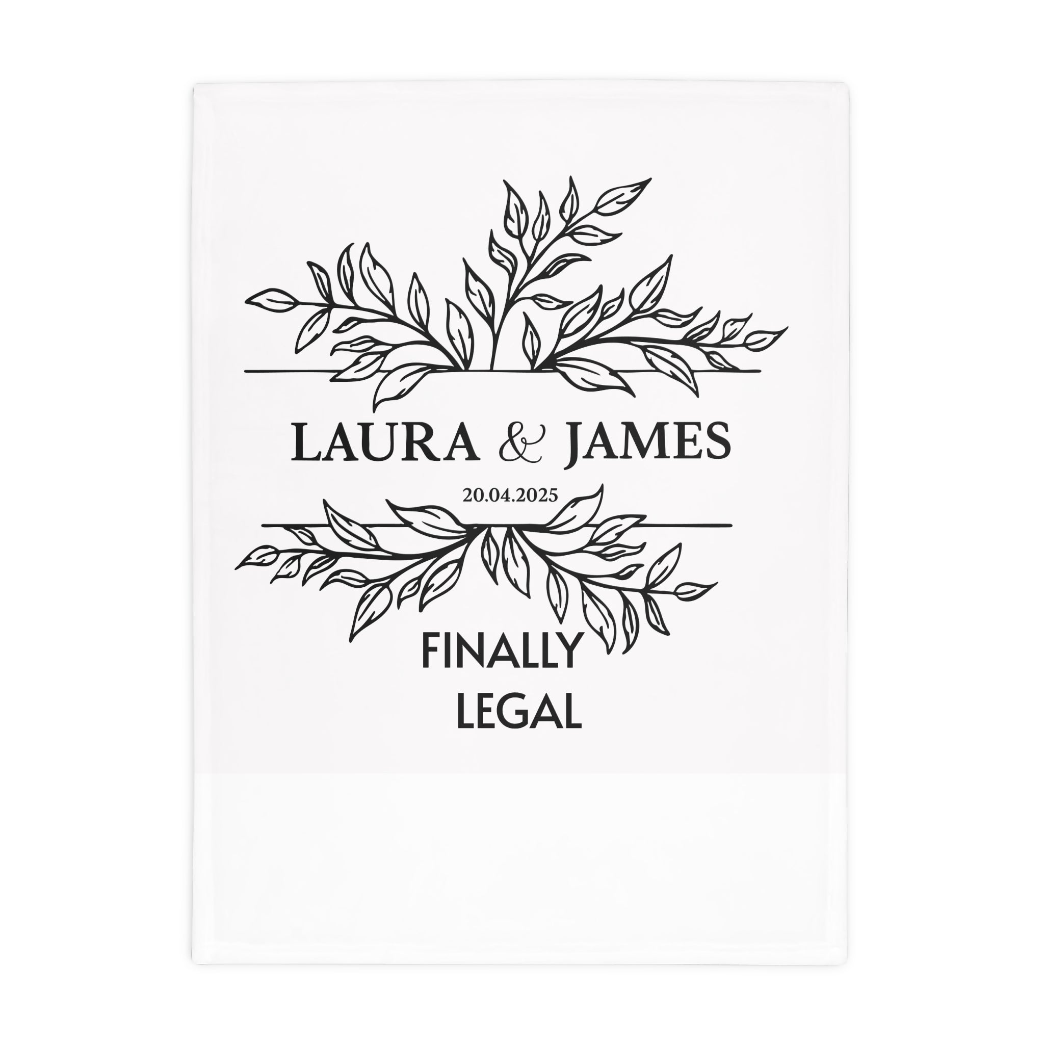 Personalized 'Finally Legal' Wedding Blanket — Custom Names & Date Plush Fleece