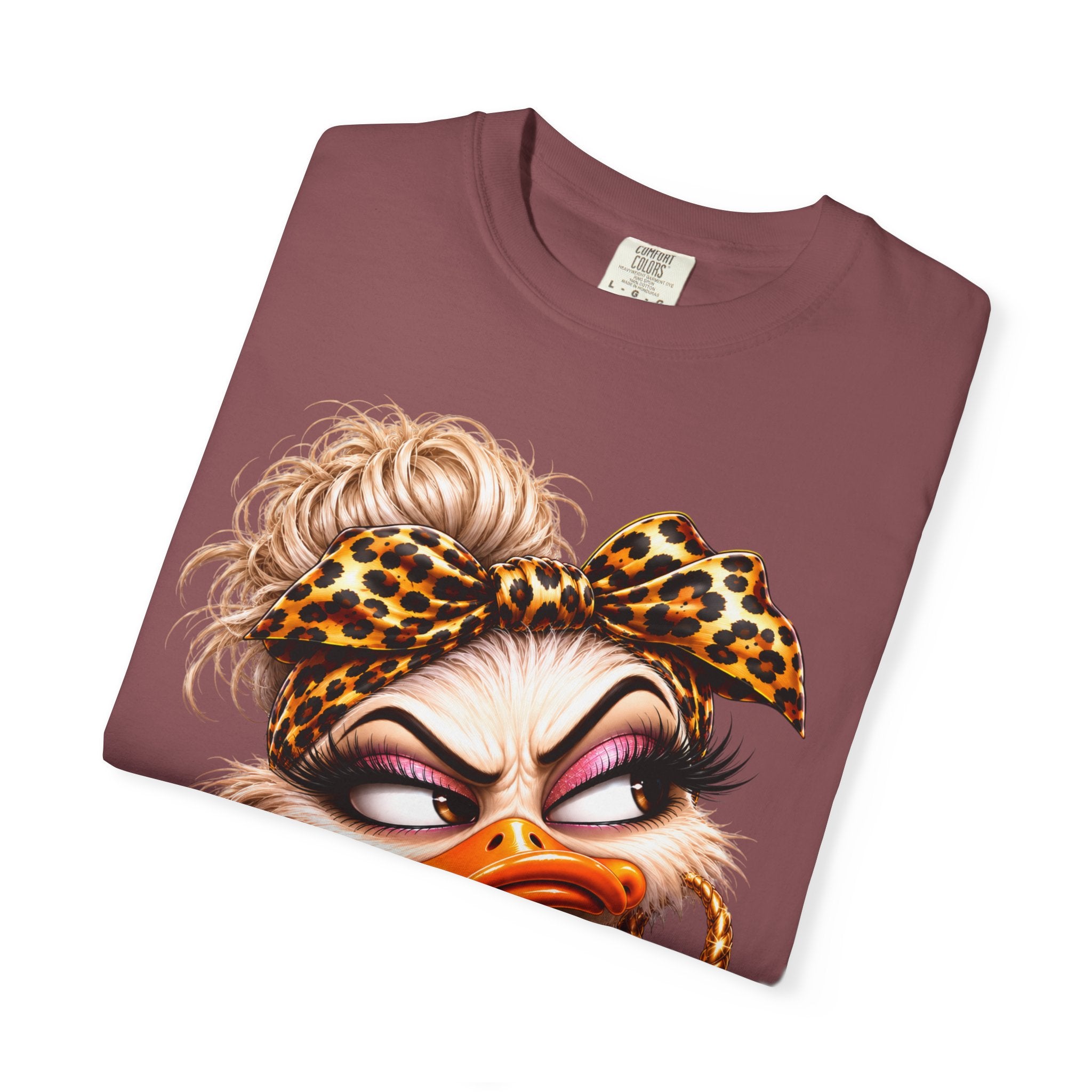 Seriously? Duck Graphic T-Shirt — Sassy Retro Cartoon Tee with Leopard Bandana