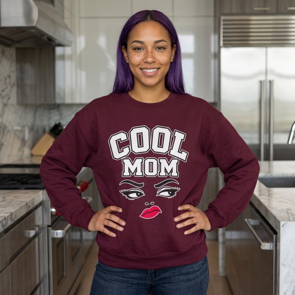 Cool Mom Crewneck Sweatshirt — Retro Glam Mom Pullover