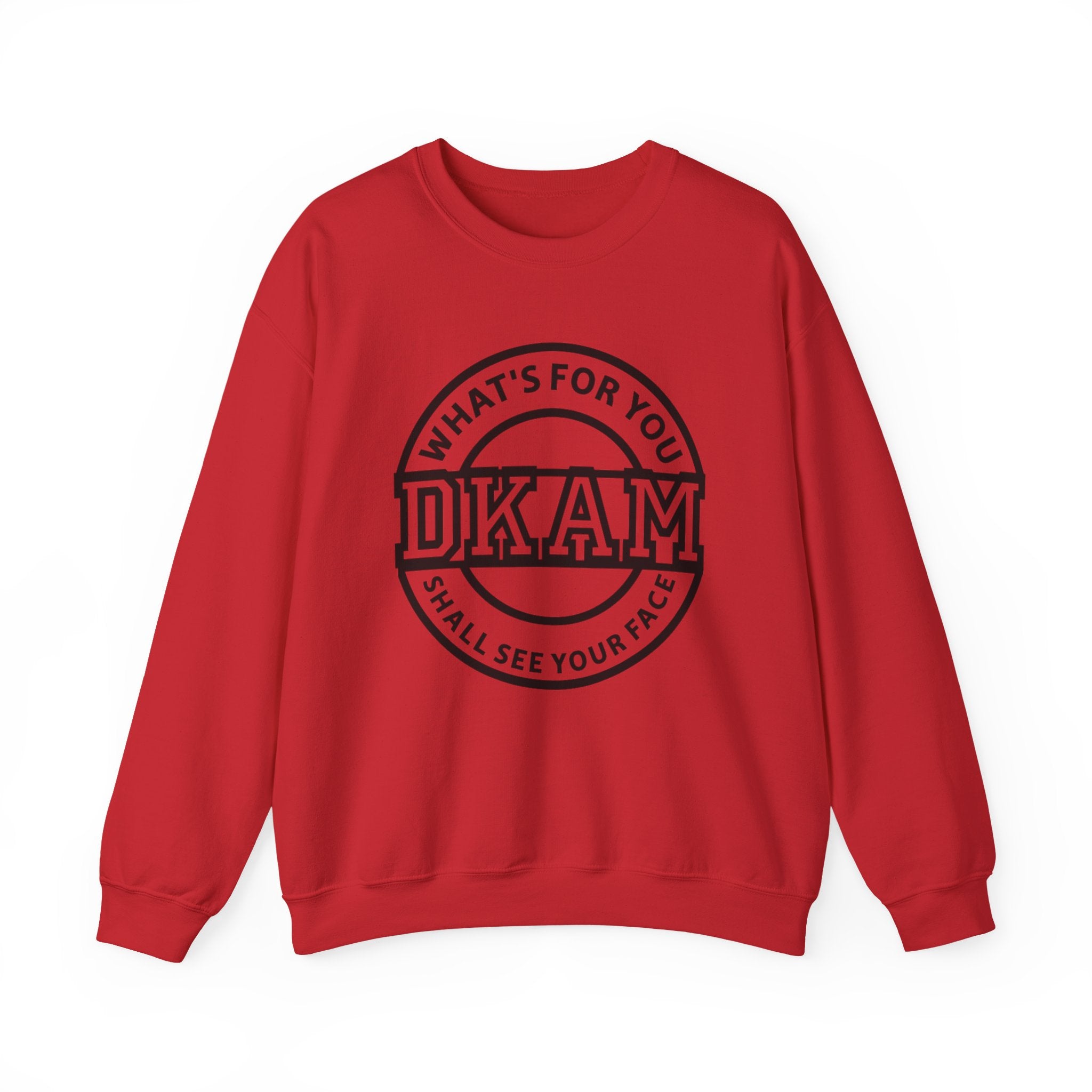 DKAM Logo Crewneck Sweatshirt — "What's For You Shall See Your Face" Graphic