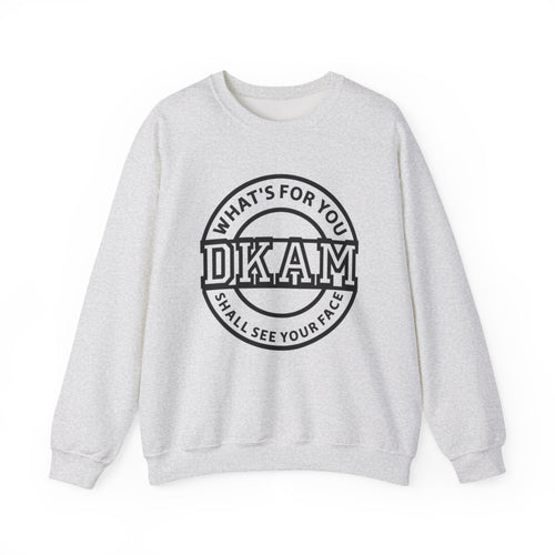 DKAM Logo Crewneck Sweatshirt — "What's For You Shall See Your Face" Graphic