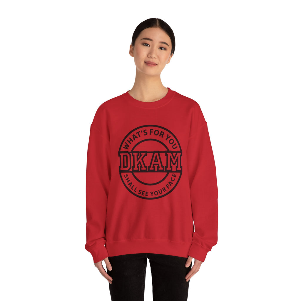 DKAM Logo Crewneck Sweatshirt — "What's For You Shall See Your Face" Graphic