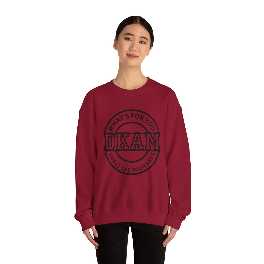DKAM Logo Crewneck Sweatshirt — "What's For You Shall See Your Face" Graphic