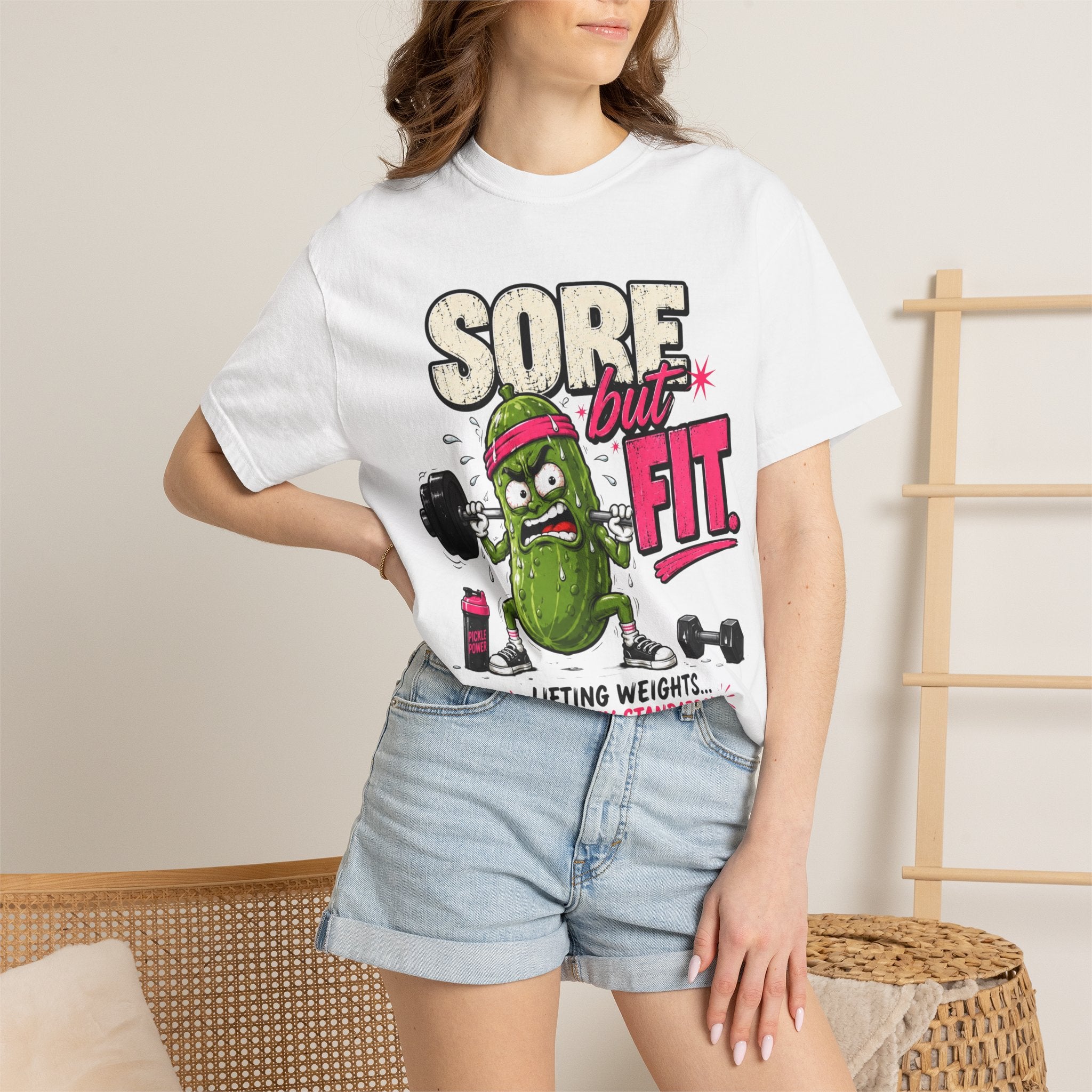 Sore but Fit T-Shirt - Funny Pickle Weightlifting Gym Tee