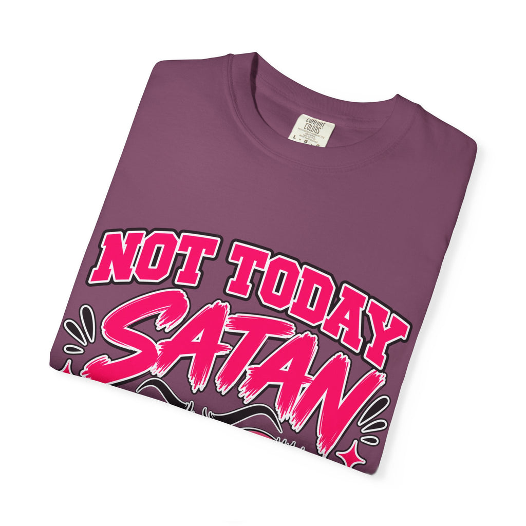 Not Today Satan T-Shirt — Too Blessed Graphic Tee (Pink & Black)