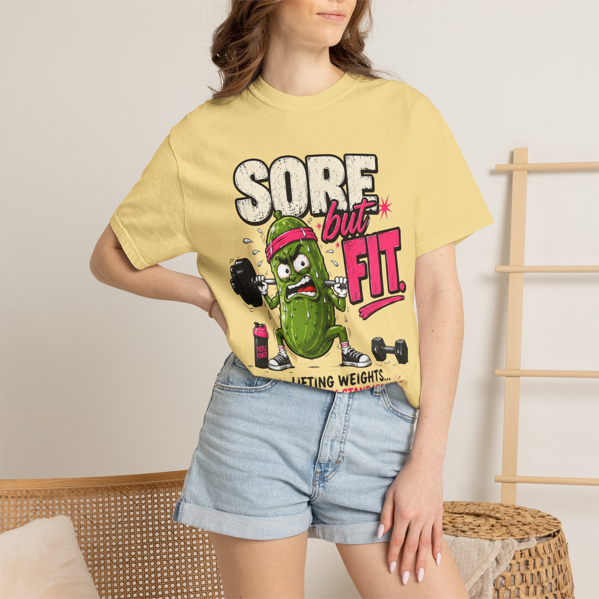 Sore but Fit T-Shirt - Funny Pickle Weightlifting Gym Tee