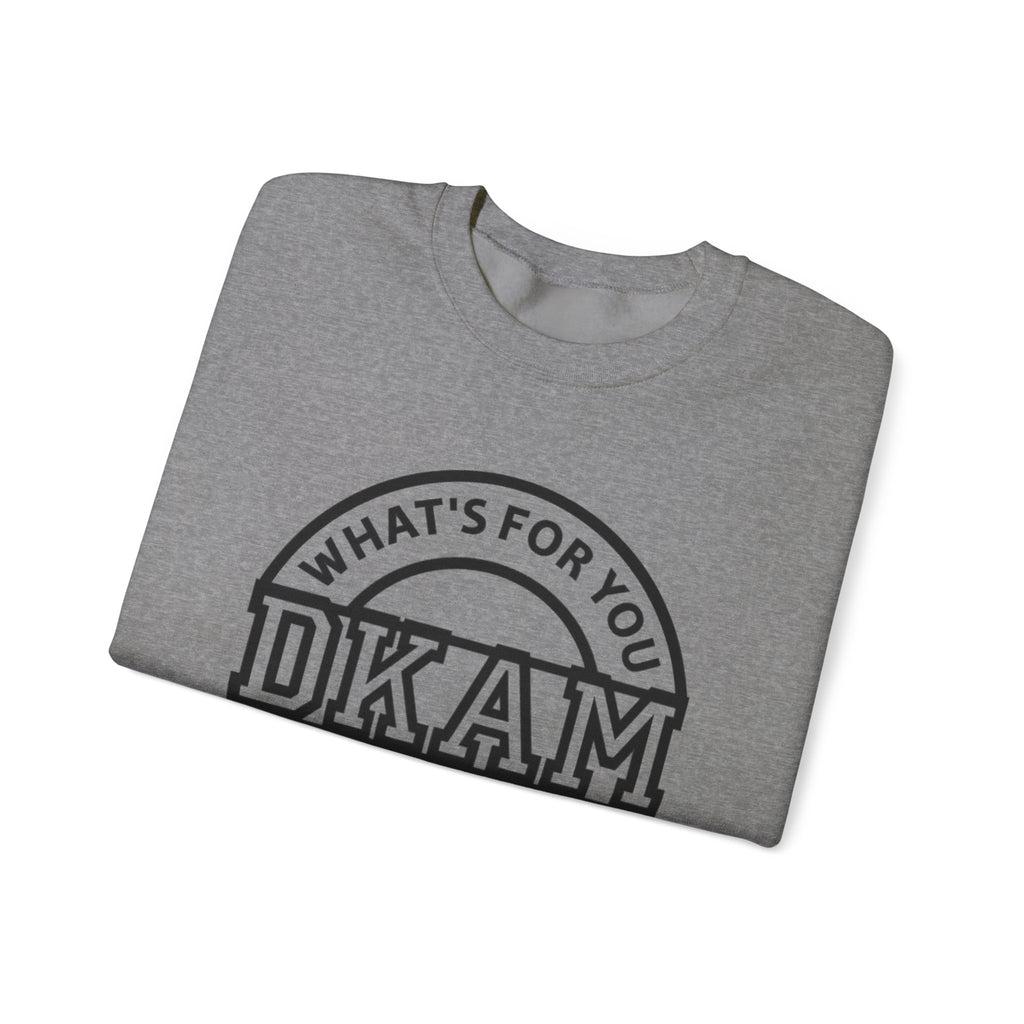 DKAM Logo Crewneck Sweatshirt — "What's For You Shall See Your Face" Graphic