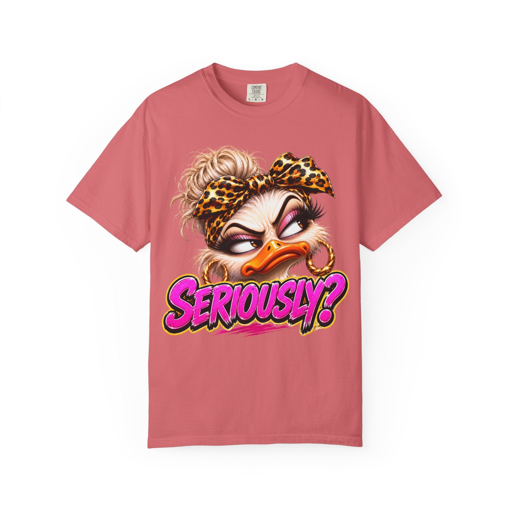 Seriously? Duck Graphic T-Shirt — Sassy Retro Cartoon Tee with Leopard Bandana