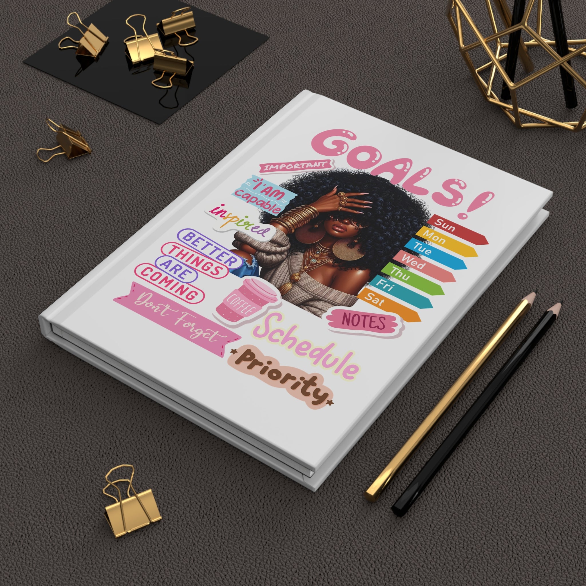 Empowering Hardcover Journal – Goals & Grl Power, Inspirational Gift, Motivational Notebook, Daily Planner, Affirmation Journal