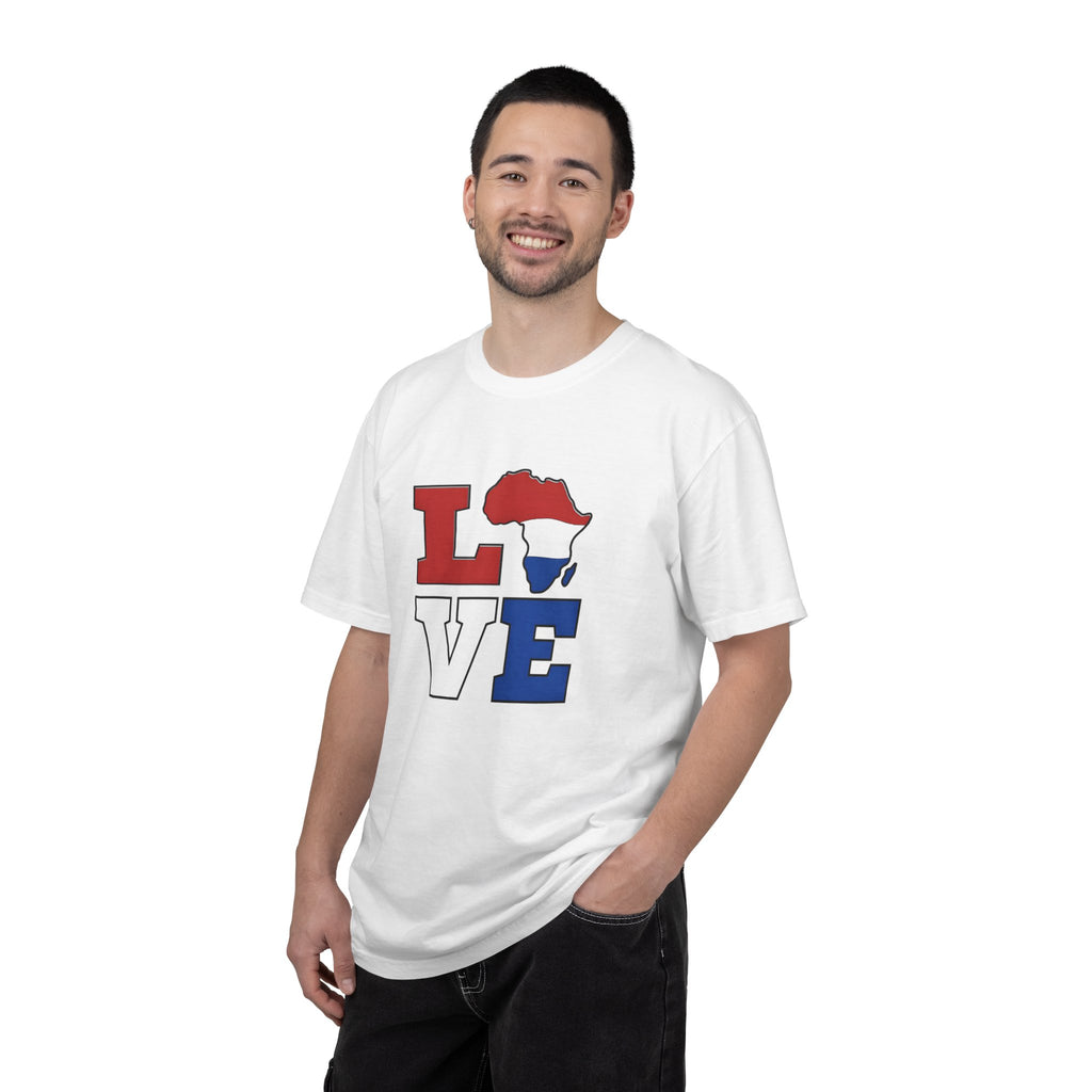 Love Africa T-Shirt — Red, White & Blue Africa Map Tee