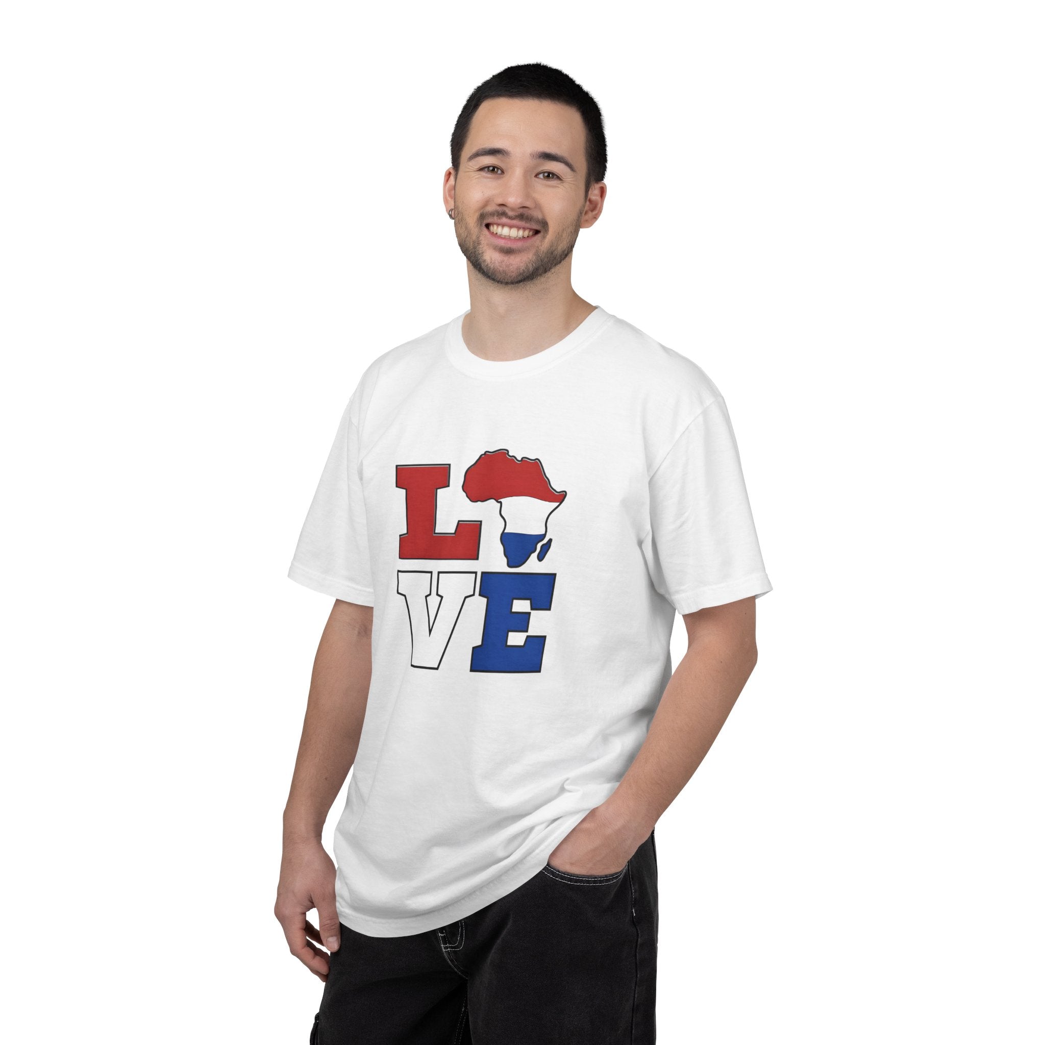 Love Africa T-Shirt — Red, White & Blue Africa Map Tee