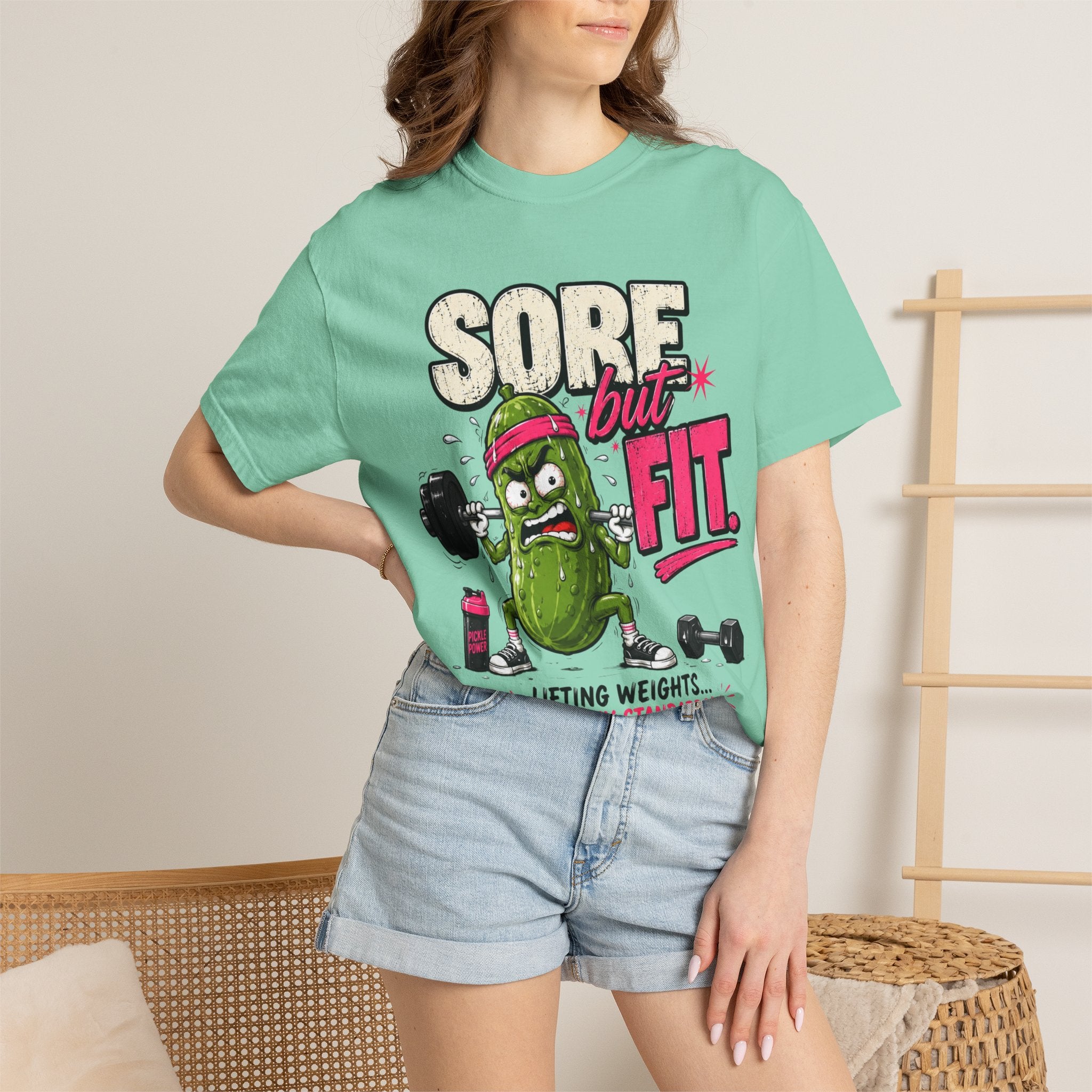 Sore but Fit T-Shirt - Funny Pickle Weightlifting Gym Tee
