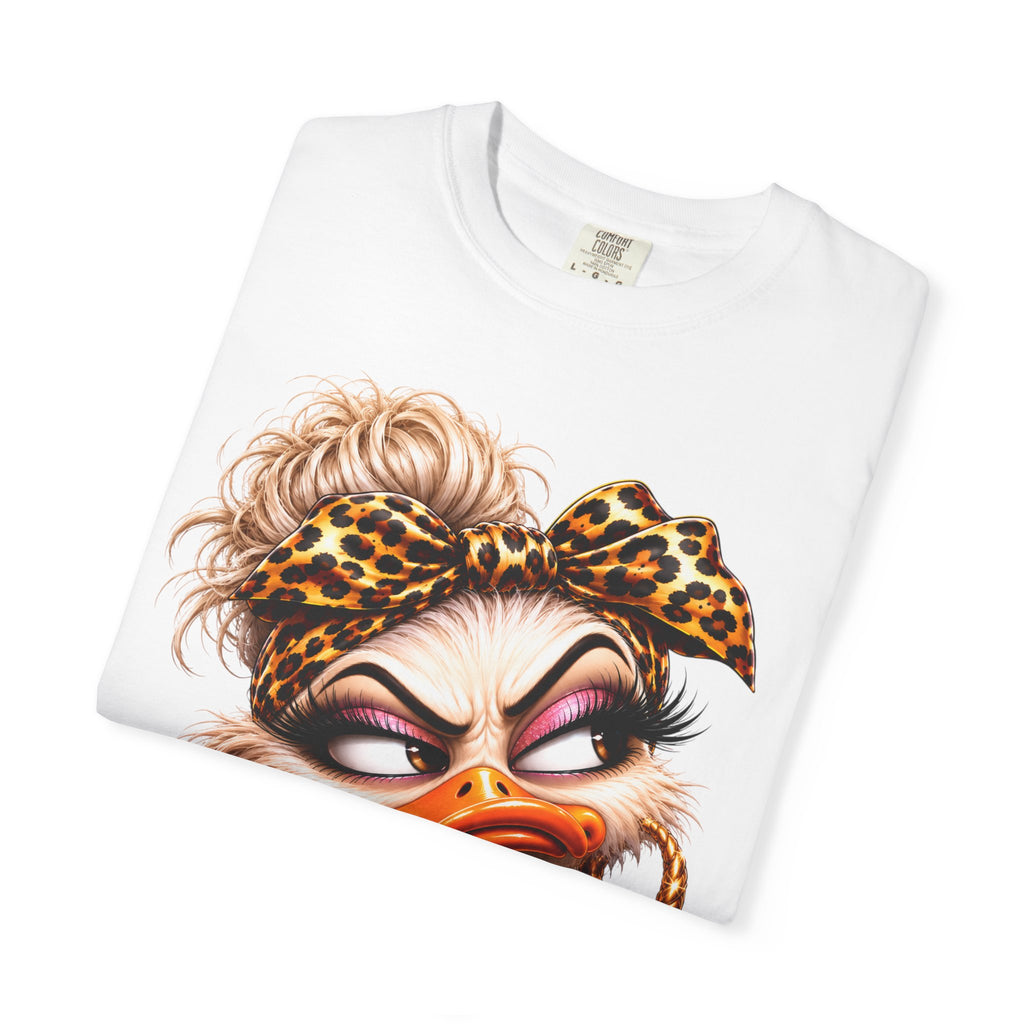 Seriously? Duck Graphic T-Shirt — Sassy Retro Cartoon Tee with Leopard Bandana