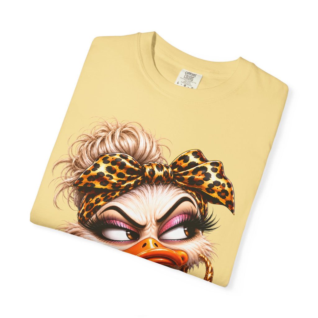 Seriously? Duck Graphic T-Shirt — Sassy Retro Cartoon Tee with Leopard Bandana