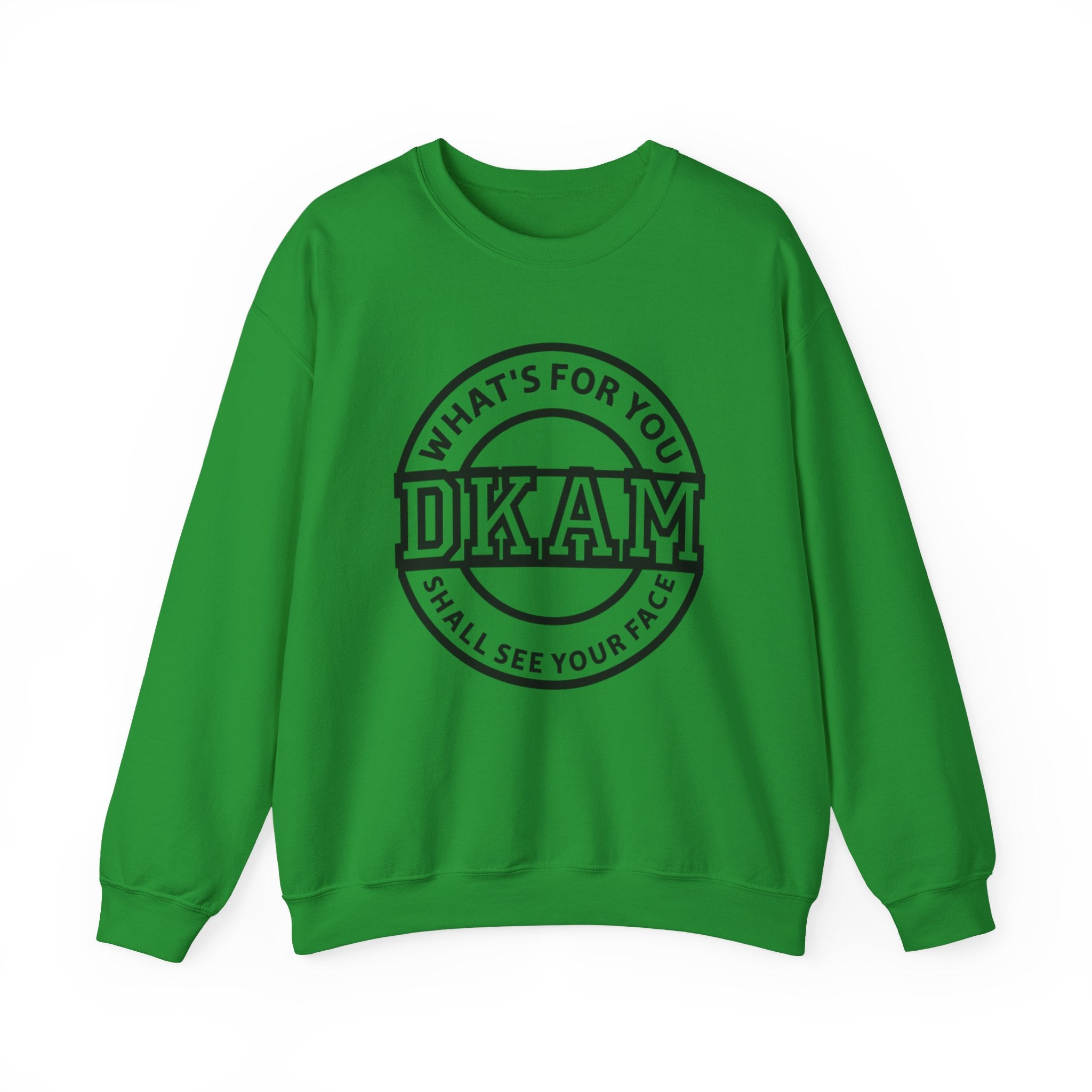 DKAM Logo Crewneck Sweatshirt — "What's For You Shall See Your Face" Graphic